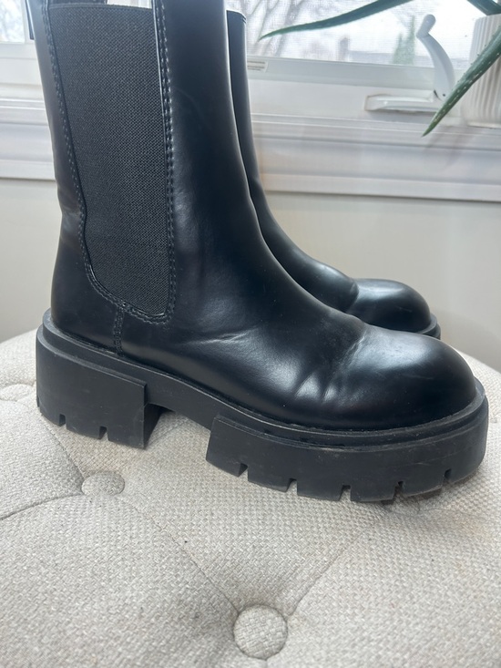 H&M Black Chunky Chelsea Lug Sole Boots EU Size 40 - Picture 4 of 15